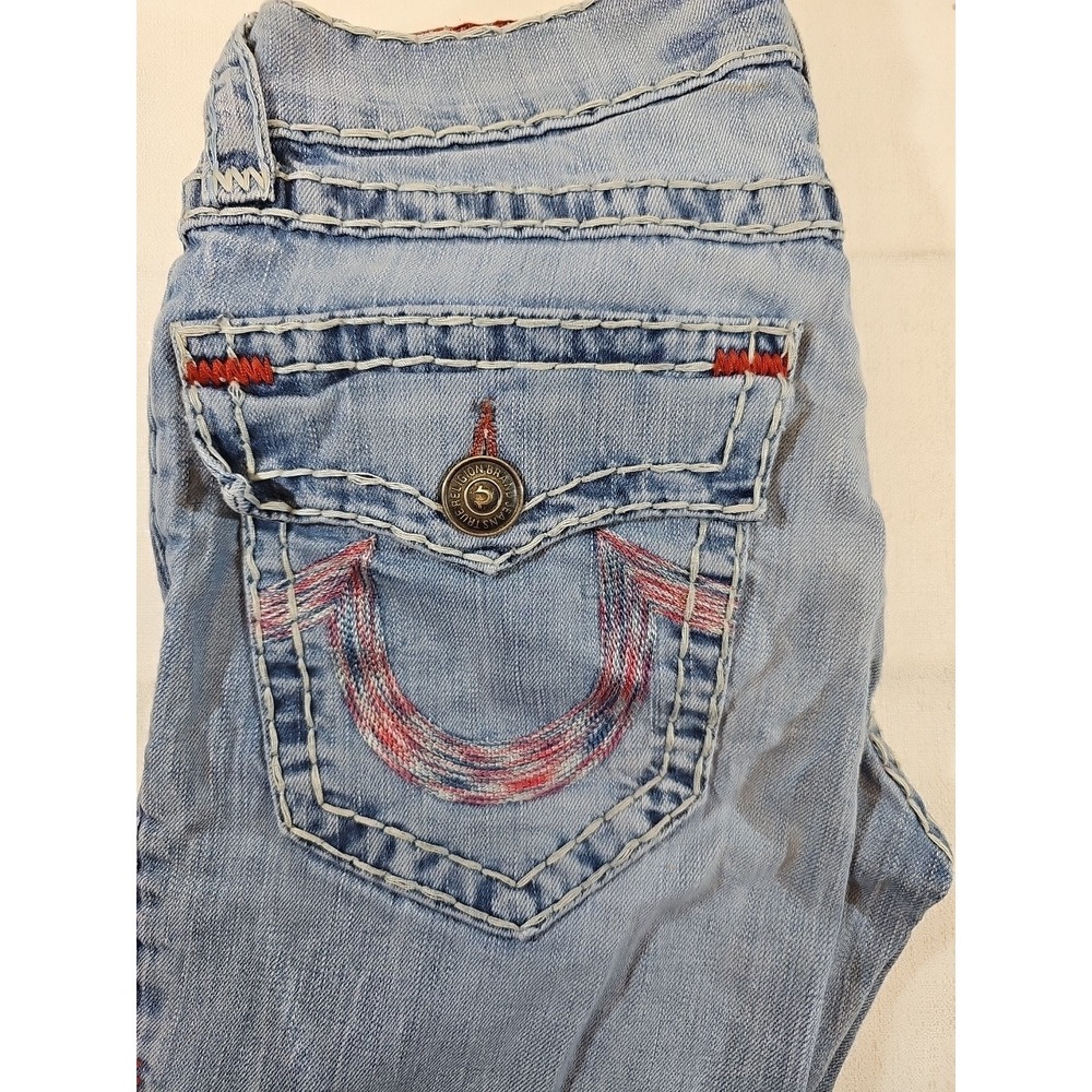 True Religion Straight Red Stitch Ricky Jeans SZ 28/32 rainbow horseshoe Super T